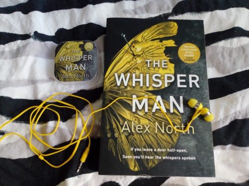 The Whisper Man book cover proof copy with headphones